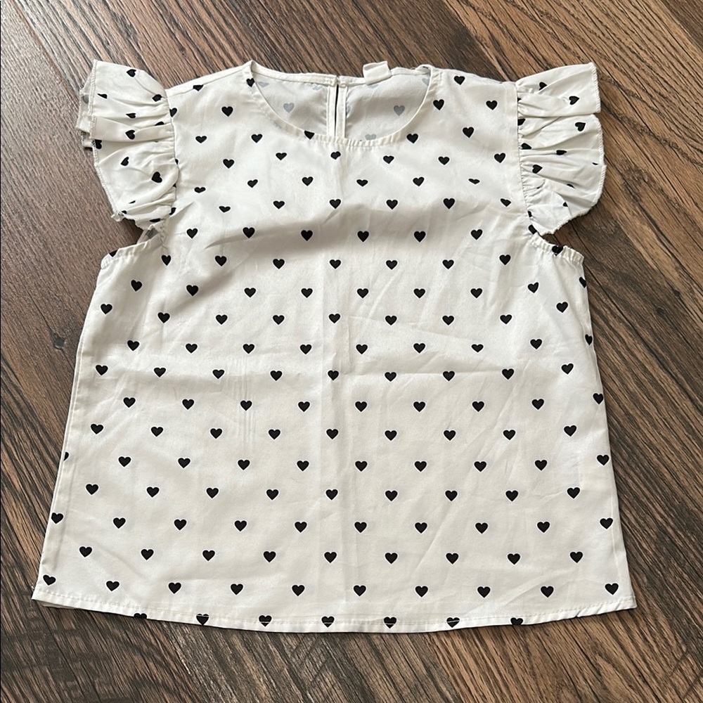 Kids' White Heart Print Top